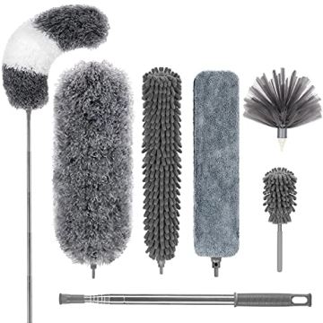 DELUX Microfiber Duster 7 PCS with 100 inch Pole for All