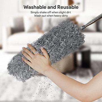 DELUX Microfiber Duster 7 PCS with 100 inch Pole for All