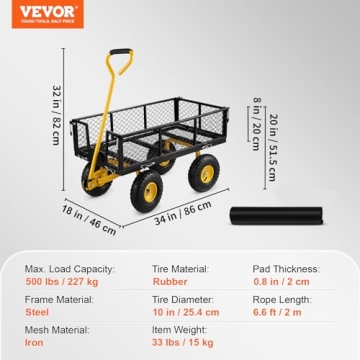 Heavy Duty VEVOR Garden Cart with 500 lbs Capacity