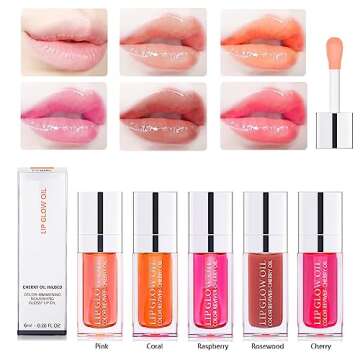 Fovcos Hydrating Lip Glow Oil, Moisturizing Lip Glow Oil, Lip Plumper Gloss, Transparent Lip Gloss, Lip Oil, Plumping Lip Oil, Lip Balm, Tinted Lip Balm Lip Care (Clear)