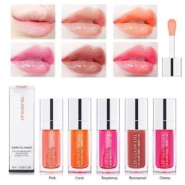 Fovcos Hydrating Lip Glow Oil, Moisturizing Lip Glow Oil, Lip Plumper Gloss, Transparent Lip Gloss, Lip Oil, Plumping Lip Oil, Lip Balm, Tinted Lip Balm Lip Care (Clear)