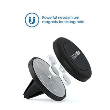 TechMatte Magnetic Car Phone Mount (2-Pack) - Universal Air Vent Magnetic Phone Mount Holder (2-Pack, Black)
