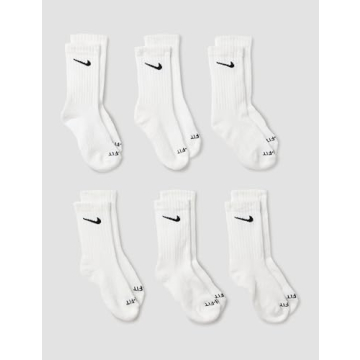 Nike Dri-Fit Performance Basic Crew Socks for Toddlers and Little Kids, White, Size 5-7 (10 Toddler-...