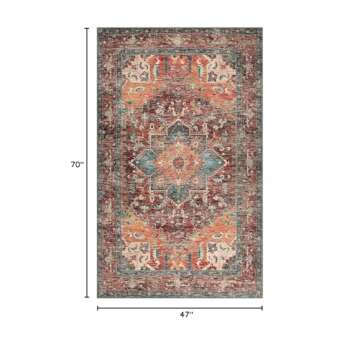 Yamaziot Washable Area Rug - 4x6 Soft Non-Slip Vintage Boho Design