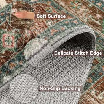 Yamaziot Washable Boho Vintage Area Rug Soft Non-Slip