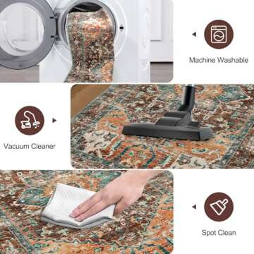 Yamaziot Washable Boho Vintage Area Rug Soft Non-Slip