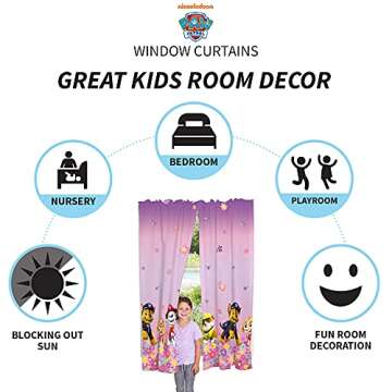 Franco Kids Room Window Curtain Panels Drapes Set, 82 in x 63 in, Paw Patrol Girls