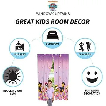 Franco Kids Room Window Curtain Panels Drapes Set, 82 in x 63 in, Paw Patrol Girls