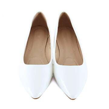 Guilty Shoes Womens Classic Pointy Toe Ballet Slip On - Casual Comfortable Flats (7.5 M US, White Patent)