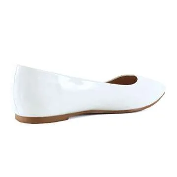 Guilty Shoes Womens Classic Pointy Toe Ballet Slip On - Casual Comfortable Flats (7.5 M US, White Patent)