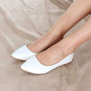 Guilty Shoes Womens Classic Pointy Toe Ballet Slip On - Casual Comfortable Flats (7.5 M US, White Patent)