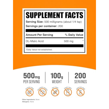 Malic Acid Powder for Energy & Skin Support - Gluten Free