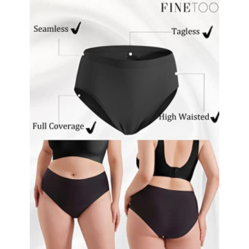 FINETOO Women's Seamless High Waisted Underwear No Show