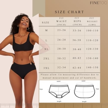 FINETOO Women's Seamless High Waisted Underwear No Show