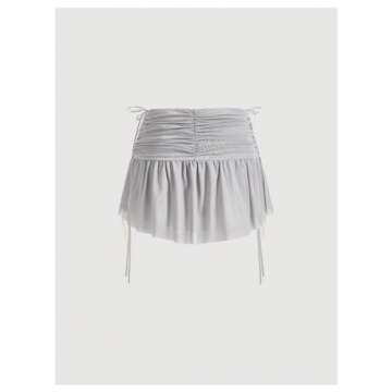 Floerns Women's Streetwear Layered Ruffle Hem Ruched Y2k A Line Mini Skirt Grey X-Small