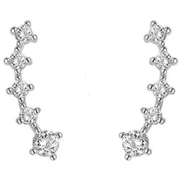 PAVOI Womens White Gold-Plated Base Sterling Silver Post Climber Arrow Ear Crawler Pearl Earrings