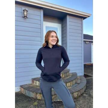 Emlovm Women's Fleece Running Jacket Quarter Zip Pullover Water Resistant Thermal Equestrian Shirt W...