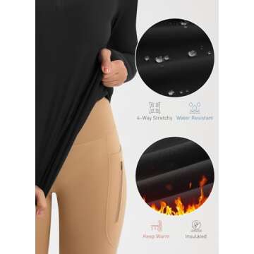 Emlovm Women's Fleece Running Jacket Quarter Zip Pullover Water Resistant Thermal Equestrian Shirt Warm Winter Golf Gear Black XS