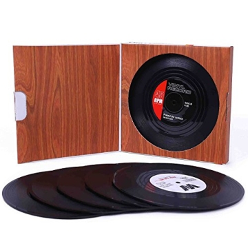 Colorful Retro Vinyl Record Coasters - Gift Box Set of 6