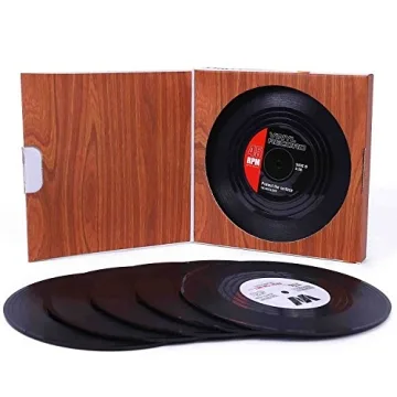 Colorful Retro Vinyl Record Coasters - Gift Box Set of 6