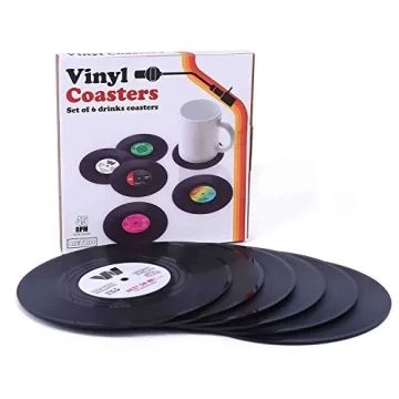 Colorful Retro Vinyl Record Coasters - Gift Box Set of 6
