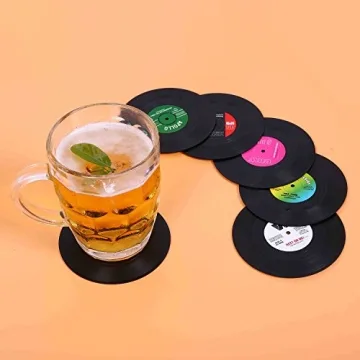 Colorful Retro Vinyl Record Coasters - Gift Box Set of 6