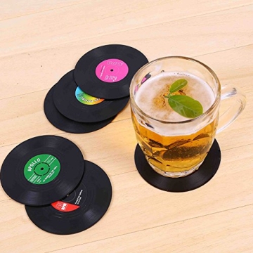 Colorful Retro Vinyl Record Coasters - Gift Box Set of 6