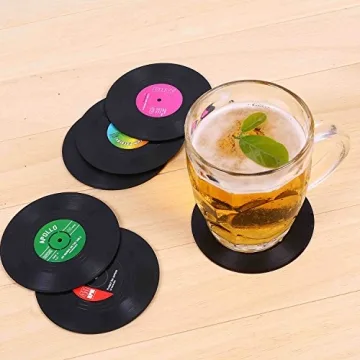 Colorful Retro Vinyl Record Coasters - Gift Box Set of 6