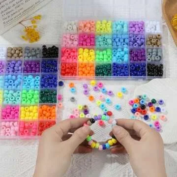 Hudinsun 24 Colors Large Plastic Pony Beads Set for Jewelry Making (400pcs)