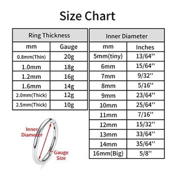 AROWRO Rook Helix Earrings Nose Hoop 20G 316L Surgical Steel Gold 2Pcs Double Open Stack 8mm Sleeper Earring Daith Cartilage Tragus Piercing Jewelry Septum Clicker