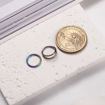 AROWRO Rook Helix Earrings Nose Hoop 20G 316L Surgical Steel Gold 2Pcs Double Open Stack 8mm Sleeper Earring Daith Cartilage Tragus Piercing Jewelry Septum Clicker