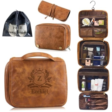 Personalized 3-in-1 Large PU Leather Toiletry Bag for Men
