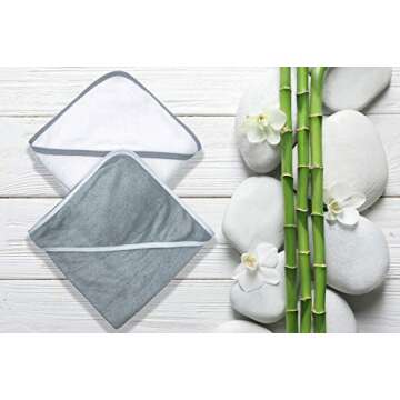 BAMBOO QUEEN 2 Pack Baby Bath Towel - Rayon Made from Bamboo, Ultra Soft Hooded Towels for Babies,To...