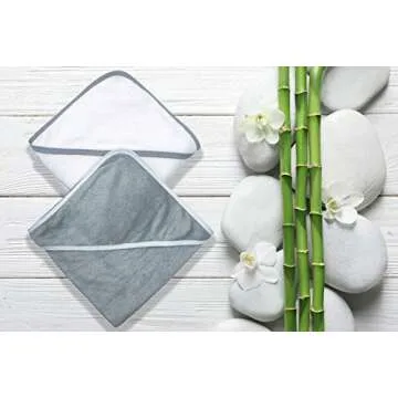 BAMBOO QUEEN 2 Pack Baby Bath Towel - Rayon Made from Bamboo, Ultra Soft Hooded Towels for Babies,To...