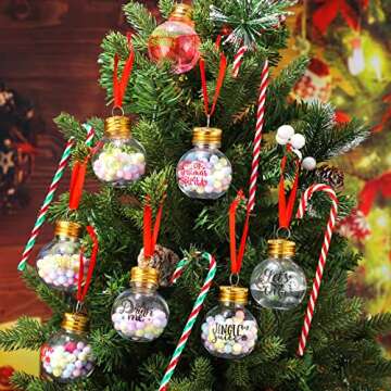 Dingion 12 Pcs Christmas Booze Ball Ornament Xmas Fillable Tree Ornament Clear Christmas Drink Balls...