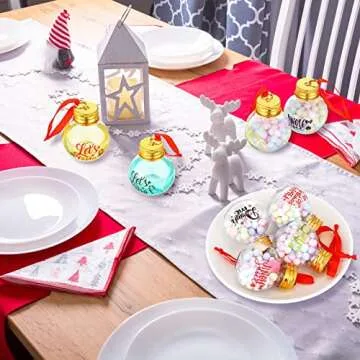 Dingion 12 Pcs Christmas Booze Ball Ornament Xmas Fillable Tree Ornament Clear Christmas Drink Balls Festive Booze Balls Tree Ornaments Hanging for Xmas Holiday Wedding Party DIY Crafts