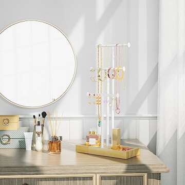 Love-KANKEI Jewelry Tree Stand: Adjustable & Large Capacity Organizer