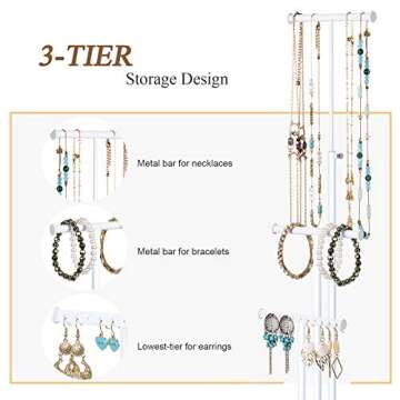 Jewelry Tree Stand Adjustable Height Large Organizer