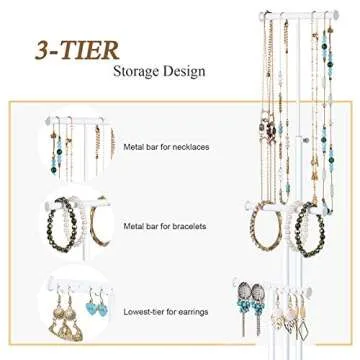 Jewelry Tree Stand Adjustable Height Large Organizer