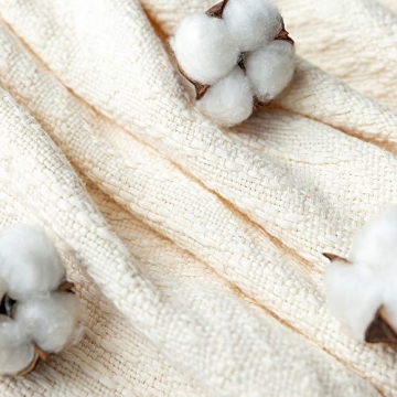 GLORY SEASON Cotton Throw Blanket in Cream - Cozy & Lightweight