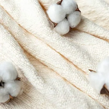 GLORY SEASON Cotton Throw Blanket in Cream - Cozy & Lightweight