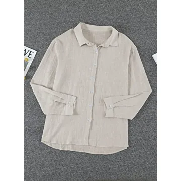 Astylish Women's V Neck Roll-Up Sleeve Blouse in Gray