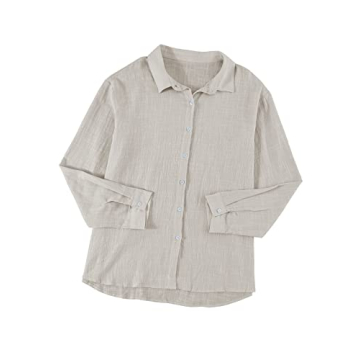 Astylish Women's V Neck Roll-Up Sleeve Blouse in Gray