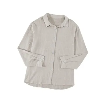 Astylish Women's V Neck Roll-Up Sleeve Blouse in Gray