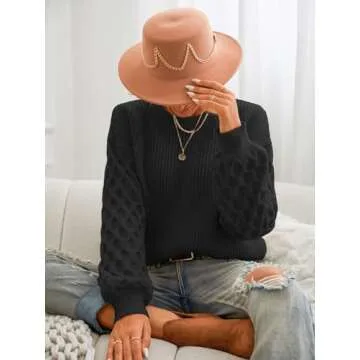 CUPSHE Women's Long Sleeve Cable Knit Sweater - Black