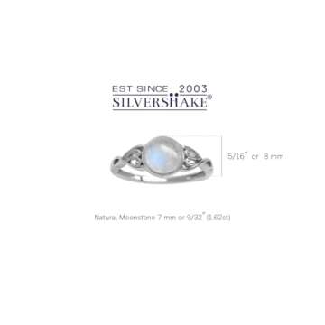 Silvershake 7mm Moonstone Victorian Style Silver Ring Size 5.5