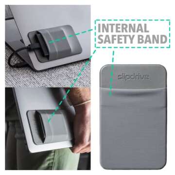 Slipdrive - Portable Hard Drive Sleeve for Laptop - SSD Solid State Drive - Reusable Adhesive - 5” x 3.2” Stick on External Hard Drive Carrying Case - Travel Pocket Pouch (Small, Gray)