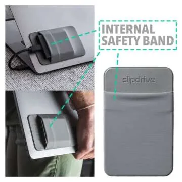 Slipdrive - Portable Hard Drive Sleeve for Laptop - SSD Solid State Drive - Reusable Adhesive - 5” x 3.2” Stick on External Hard Drive Carrying Case - Travel Pocket Pouch (Small, Gray)