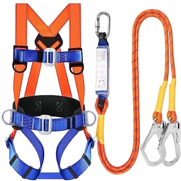 TT TRSMIMA Safety Harness Fall Protection Kit: Full Body Roofing Harnesses with Shock Absorbing Lany...