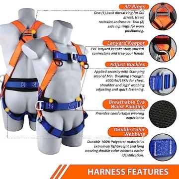 TRSMIMA Safety Harness Fall Protection Kit: Adjustable & Comfortable
